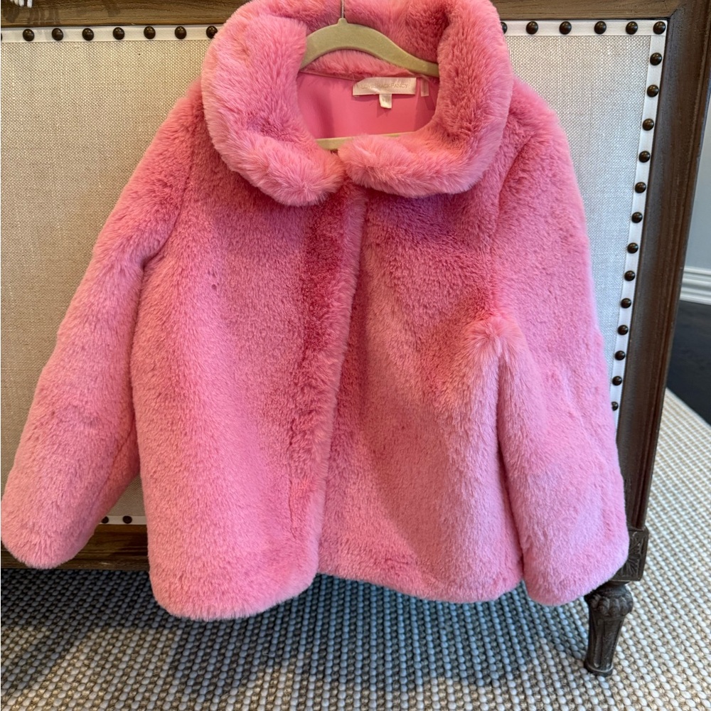 LoveShackFancy Pink Faux Fur Kids Jacket Size 8-9T